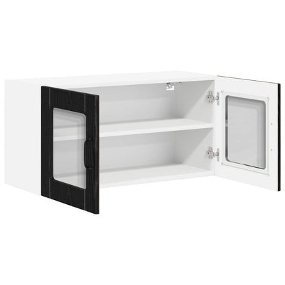 Wall Glass Cabinet LUCCA Black Oak 80 x 31 x 40 cm