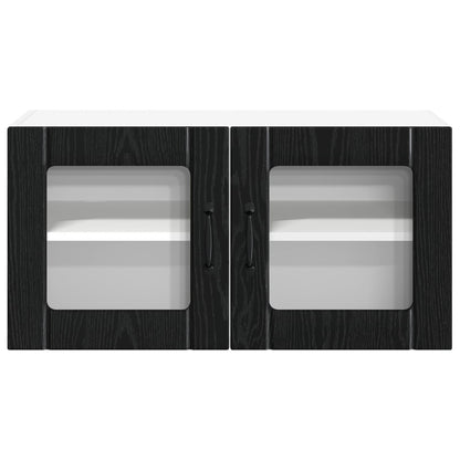 Wall Glass Cabinet LUCCA Black Oak 80 x 31 x 40 cm
