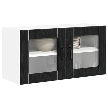 Wall Glass Cabinet LUCCA Black Oak 80 x 31 x 40 cm