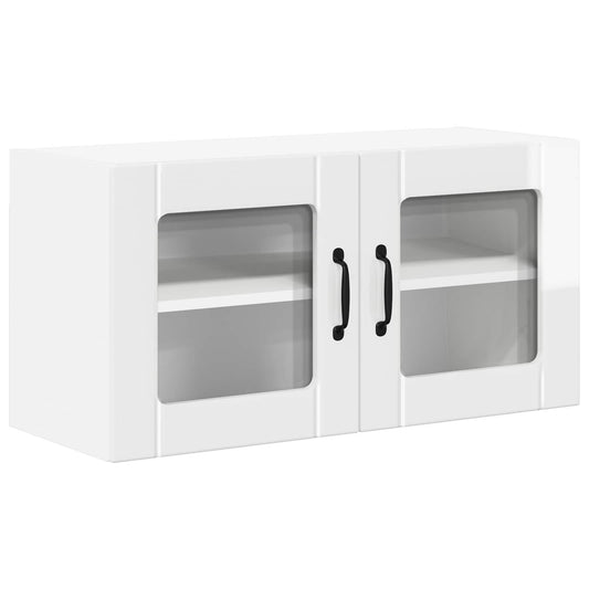 Wall Glass Cabinet LUCCA High Gloss White 80 x 31 x 40 cm