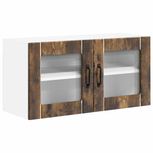Wall Glass Cabinet LUCCA Smoked Oak 80 x 31 x 40 cm