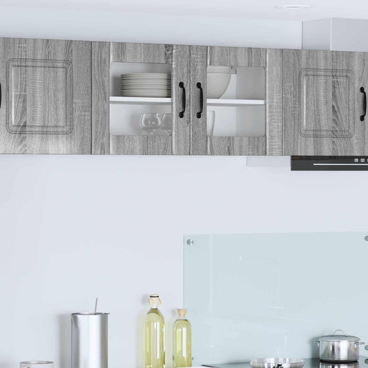 Wall Glass Cabinet LUCCA Grey Sonoma 80 x 31 x 40 cm