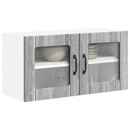 Wall Glass Cabinet LUCCA Grey Sonoma 80 x 31 x 40 cm