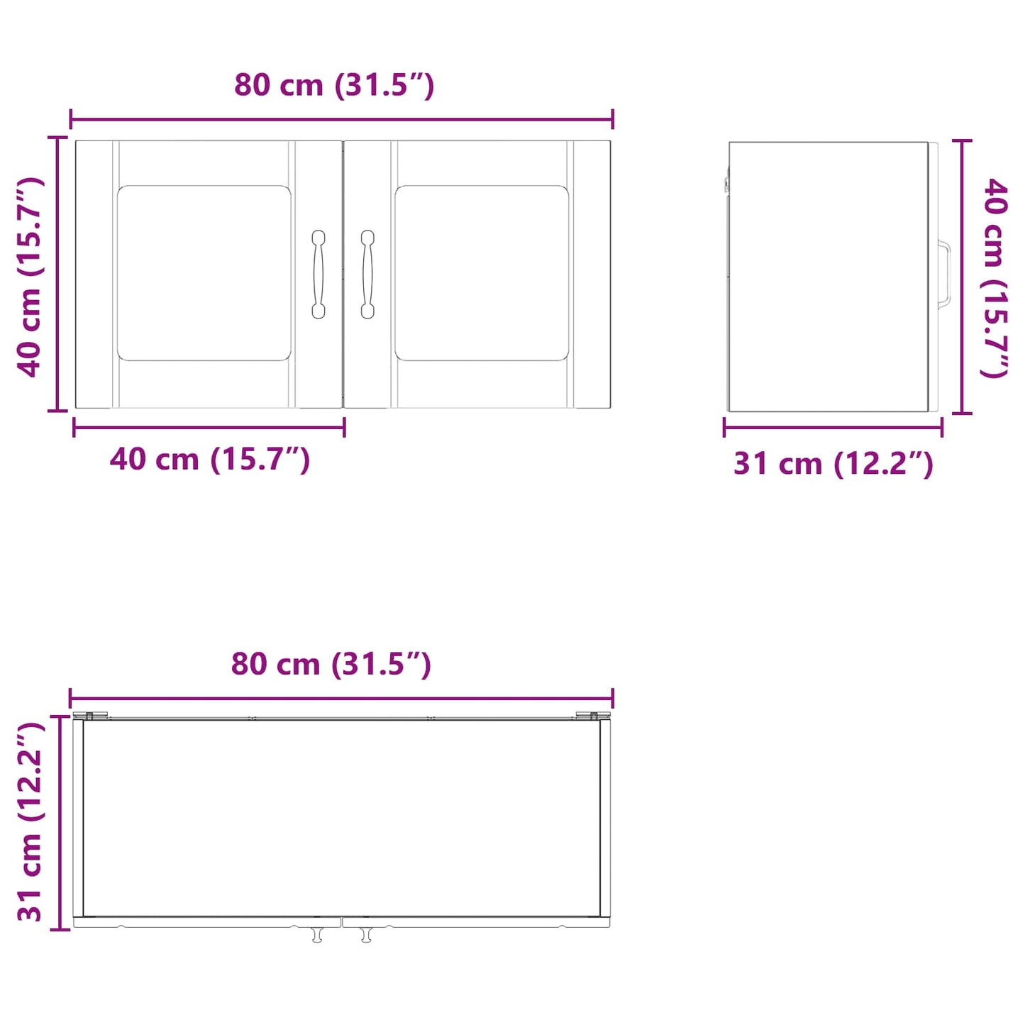 Wall Glass Cabinet LUCCA Grey Sonoma 80 x 31 x 40 cm