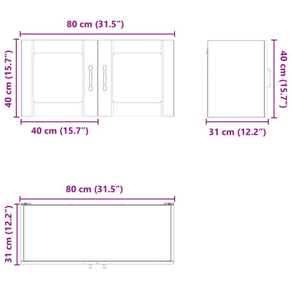 Wall Glass Cabinet LUCCA Grey Sonoma 80 x 31 x 40 cm