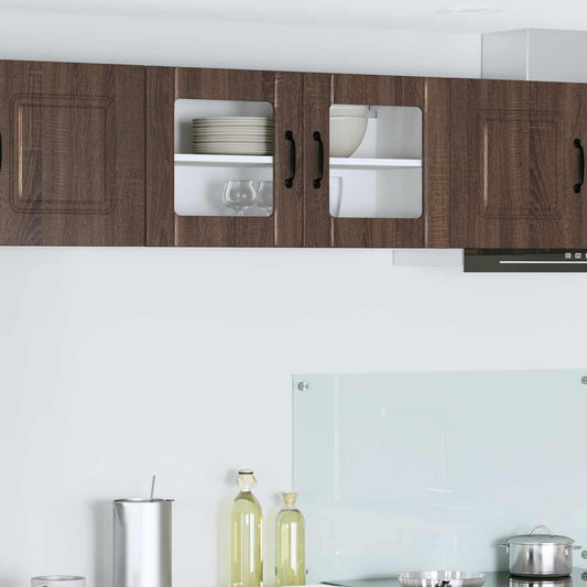 Wall Glass Cabinet LUCCA Brown Oak 80 x 31 x 40 cm