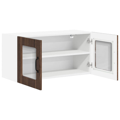 Wall Glass Cabinet LUCCA Brown Oak 80 x 31 x 40 cm