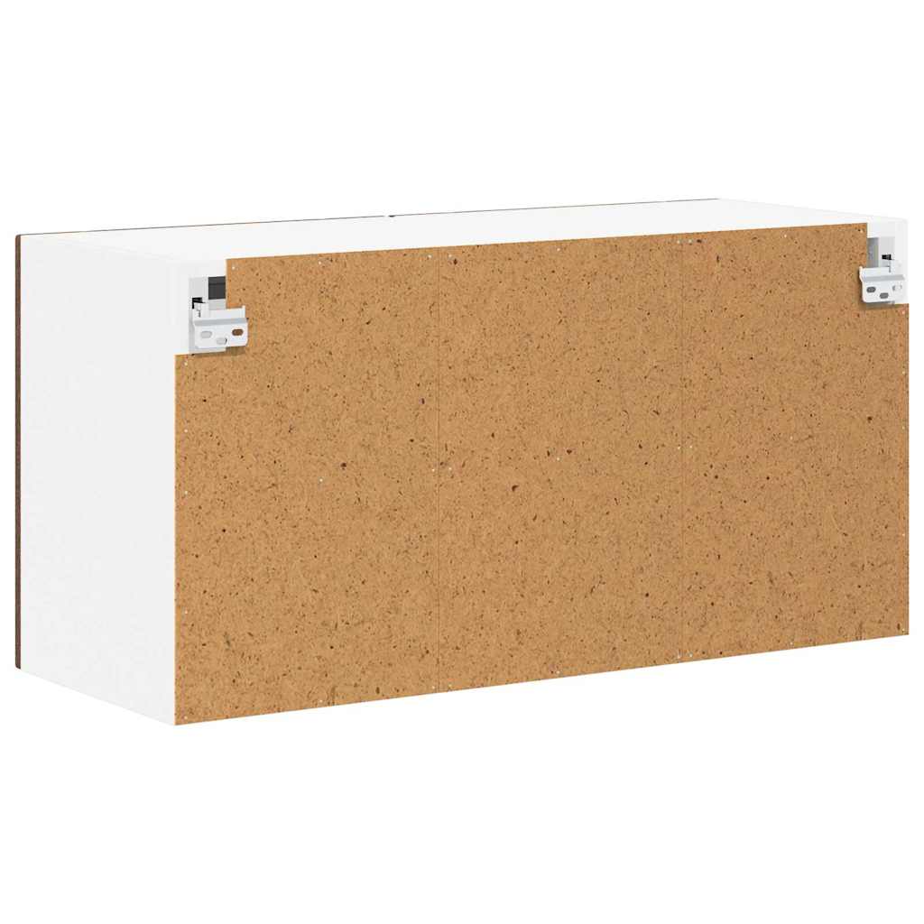 Wall Glass Cabinet LUCCA Brown Oak 80 x 31 x 40 cm