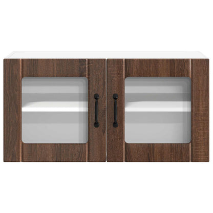 Wall Glass Cabinet LUCCA Brown Oak 80 x 31 x 40 cm