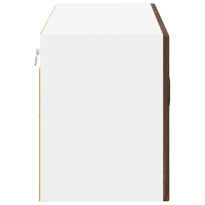 Wall Glass Cabinet LUCCA Brown Oak 80 x 31 x 40 cm