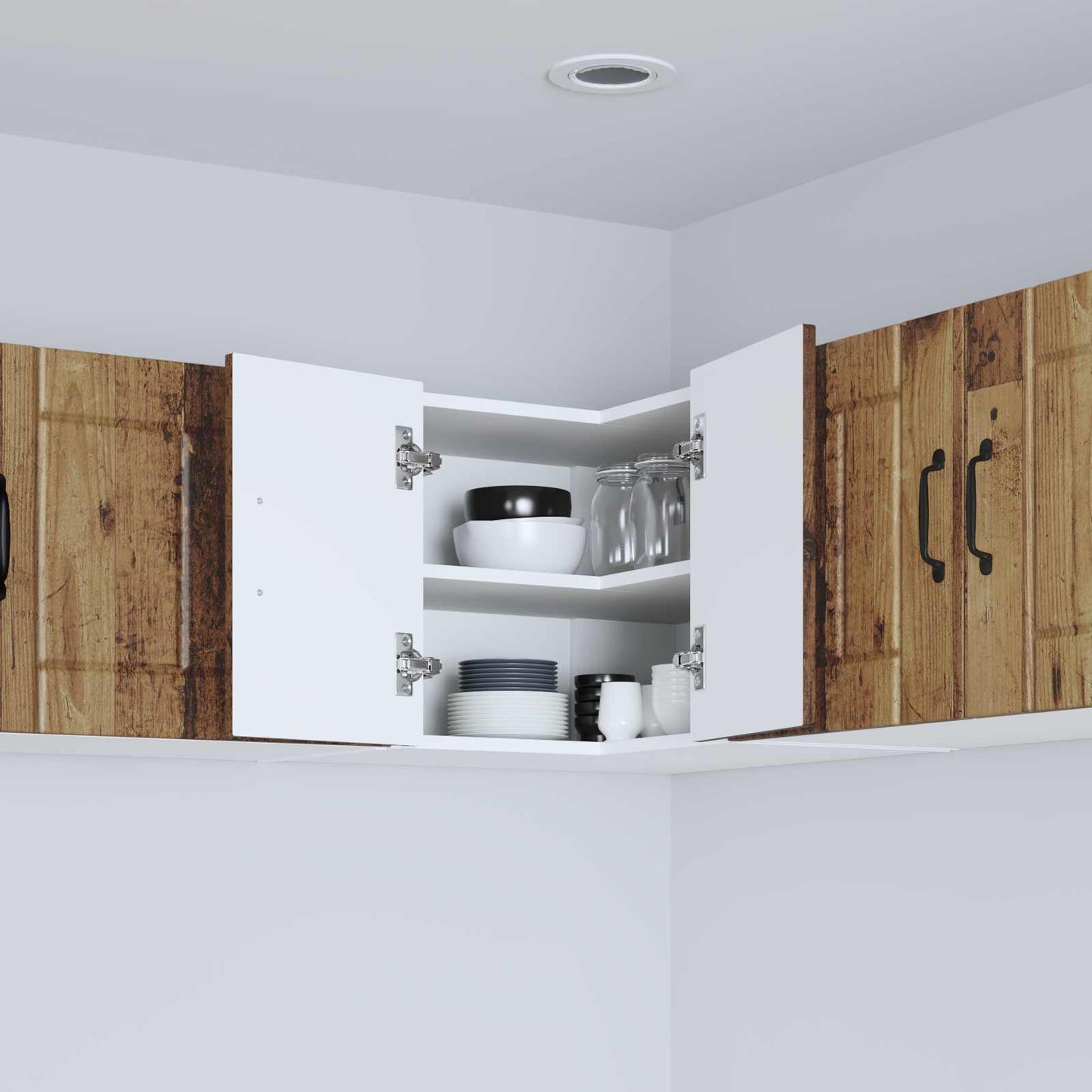 Wall Corner Cabinet LUCCA Old Wood 57 x 57 x 40 cm