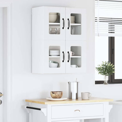 Wall Glass Cabinet LUCCA 2 pcs White 60 x 31 x 40 cm