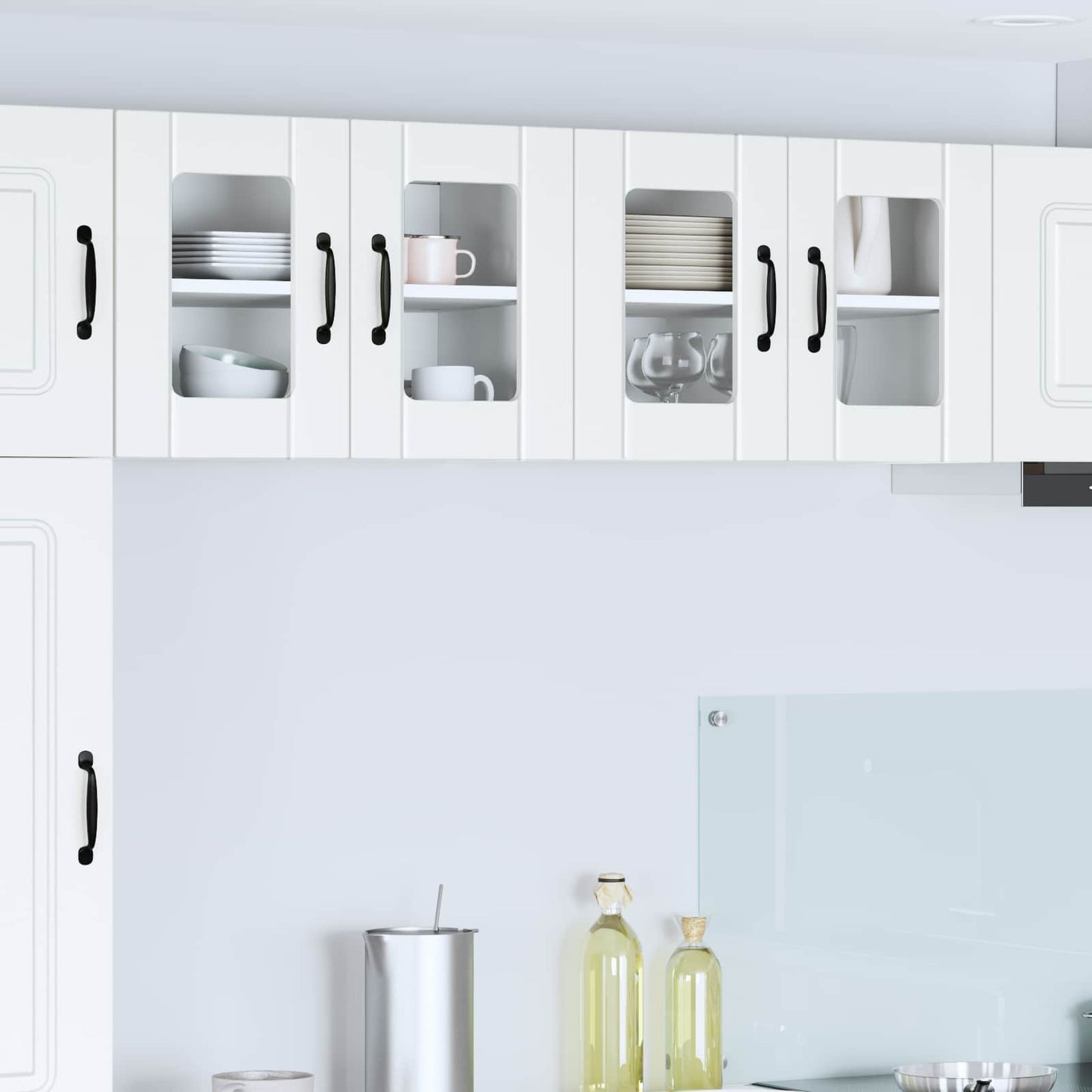 Wall Glass Cabinet LUCCA 2 pcs White 60 x 31 x 40 cm