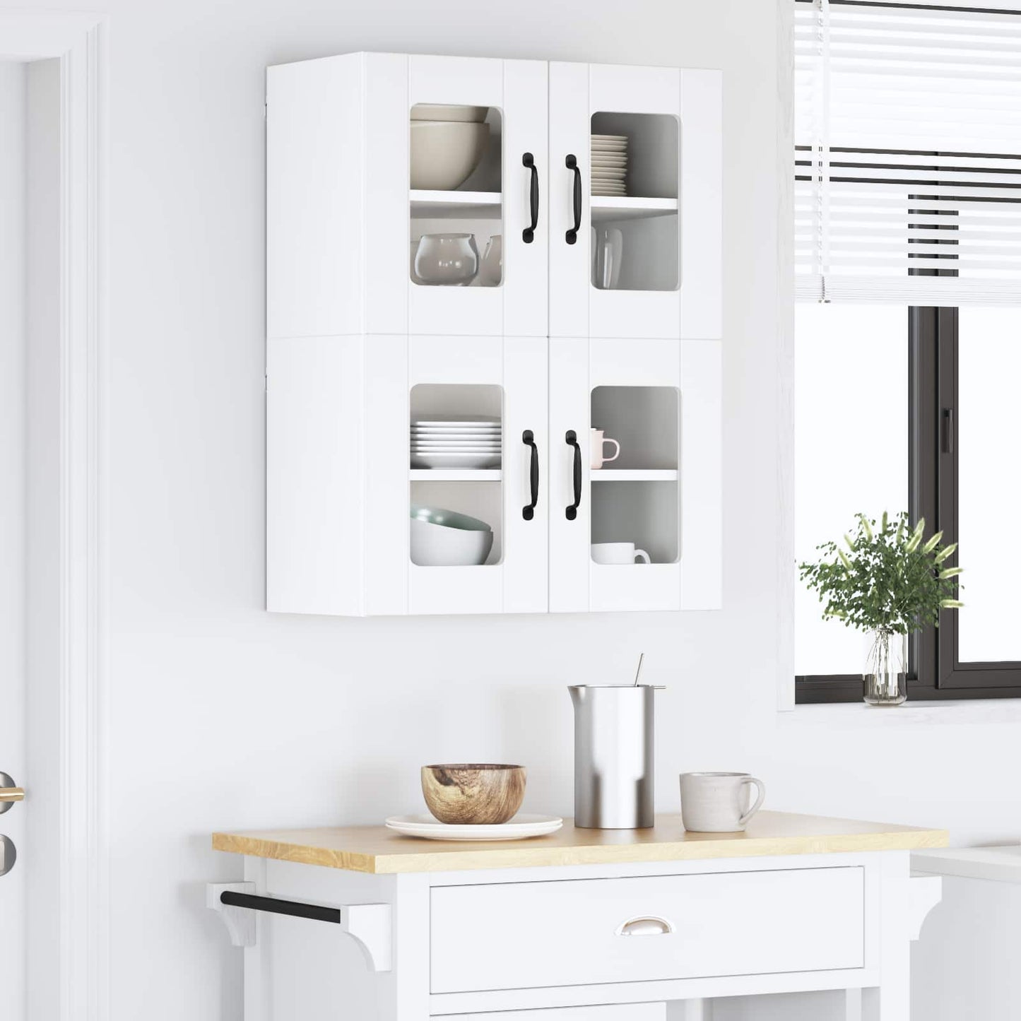 Wall Glass Cabinet LUCCA 2 pcs White 60 x 31 x 40 cm