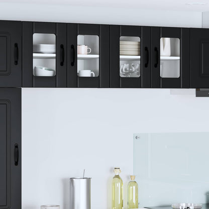 Wall Glass Cabinet LUCCA Black 60 x 31 x 40 cm Engineered Wood