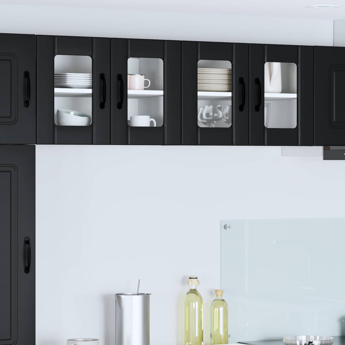 Wall Glass Cabinet LUCCA 2 pcs Black 60 x 31 x 40 cm