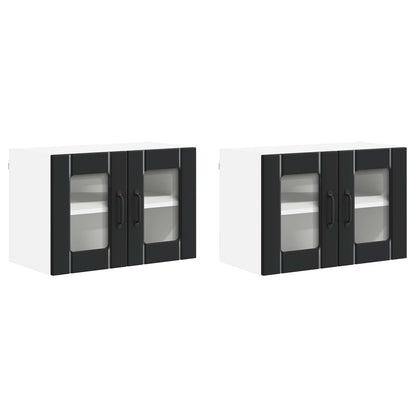 Wall Glass Cabinet LUCCA 2 pcs Black 60 x 31 x 40 cm
