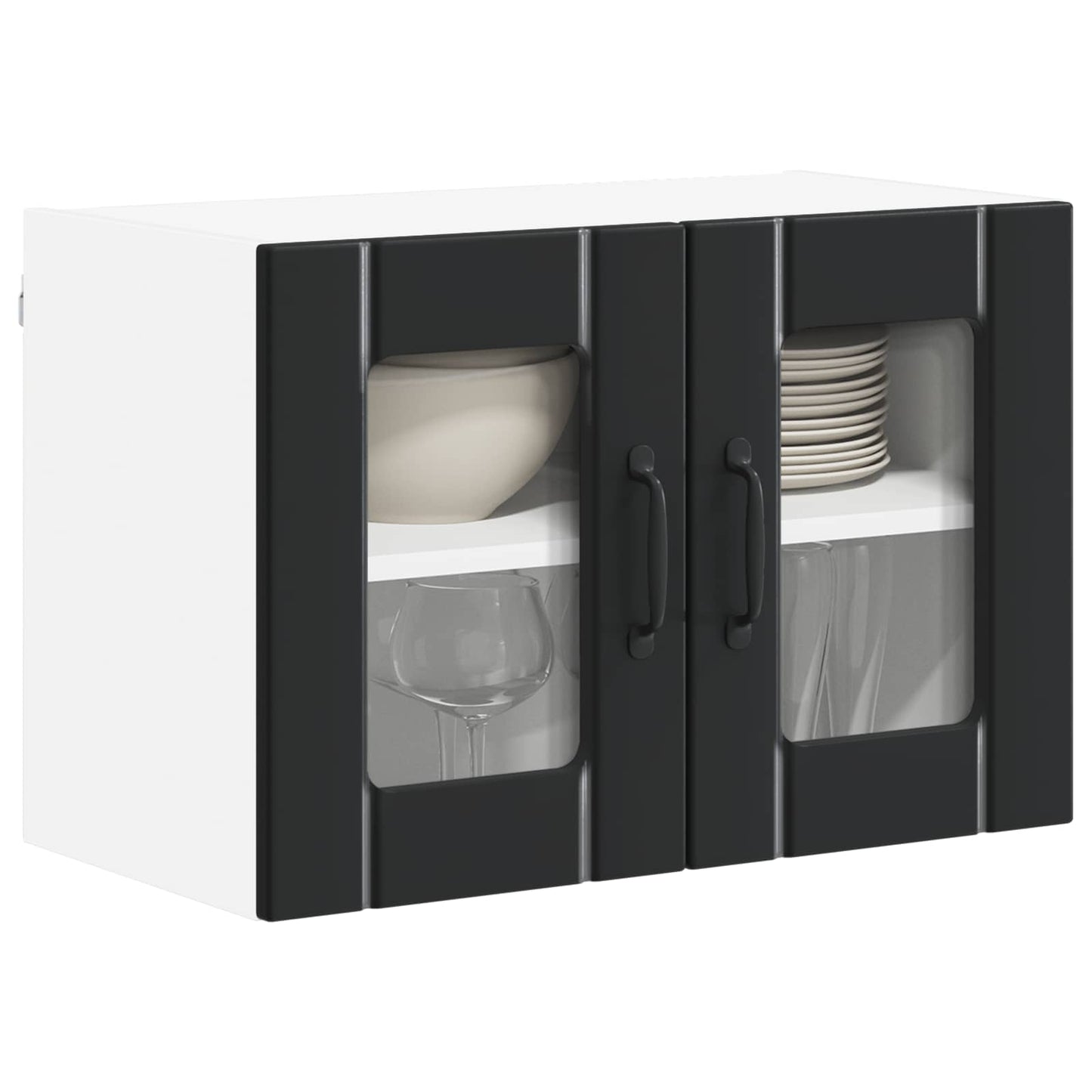 Wall Glass Cabinet LUCCA 2 pcs Black 60 x 31 x 40 cm