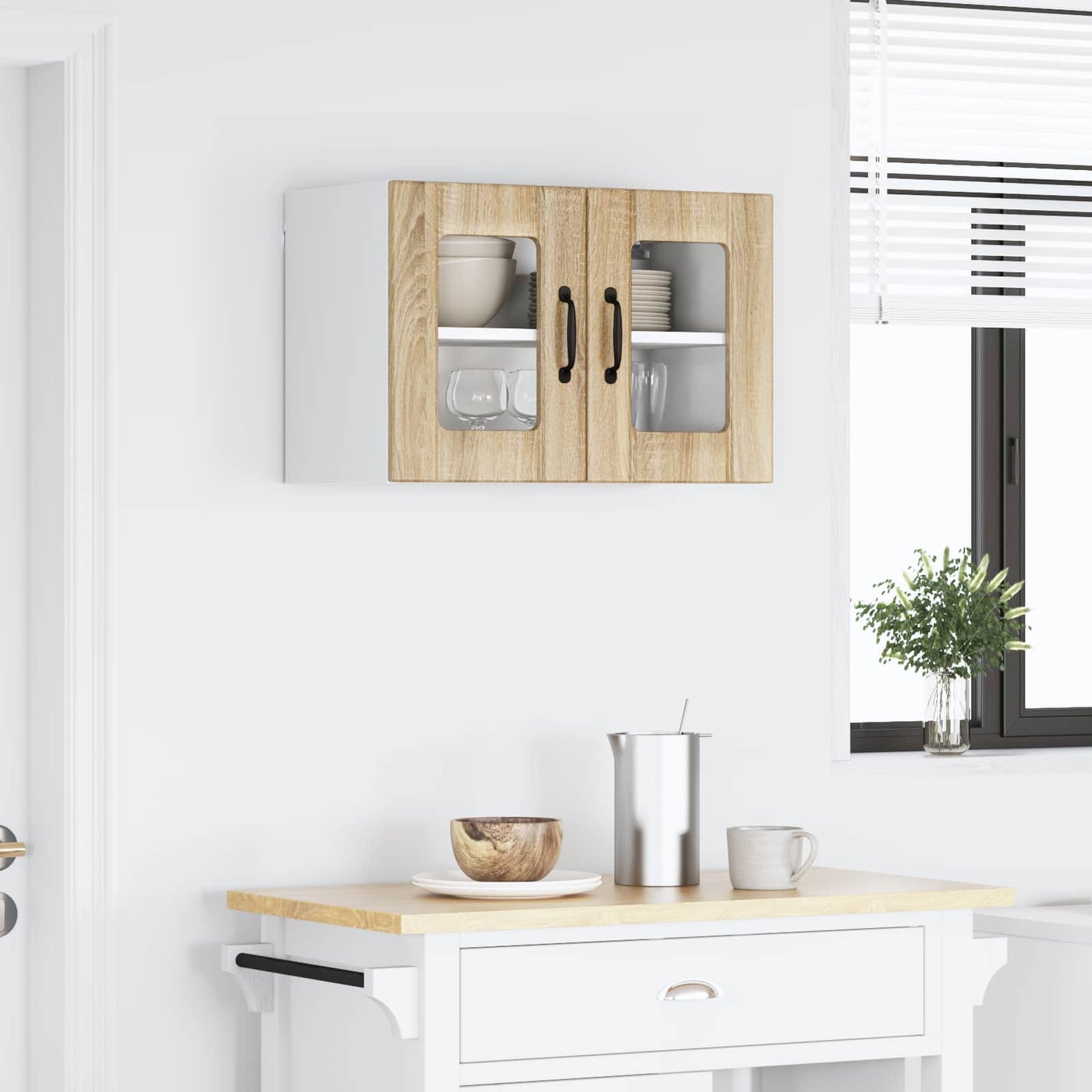 Wall Glass Cabinet LUCCA Sonoma Oak 60 x 31 x 40 cm