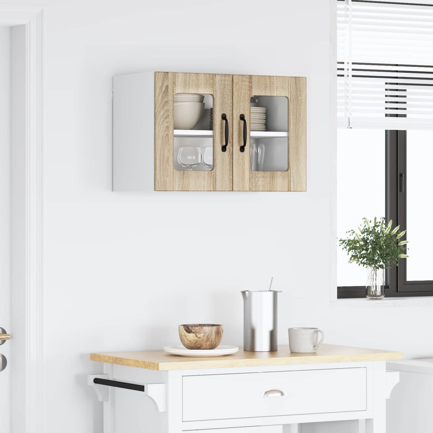 Wall Glass Cabinet LUCCA Sonoma Oak 60 x 31 x 40 cm