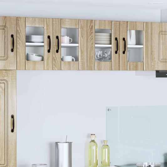 Wall Glass Cabinet LUCCA 2 pcs Sonoma Oak Engineered Wood