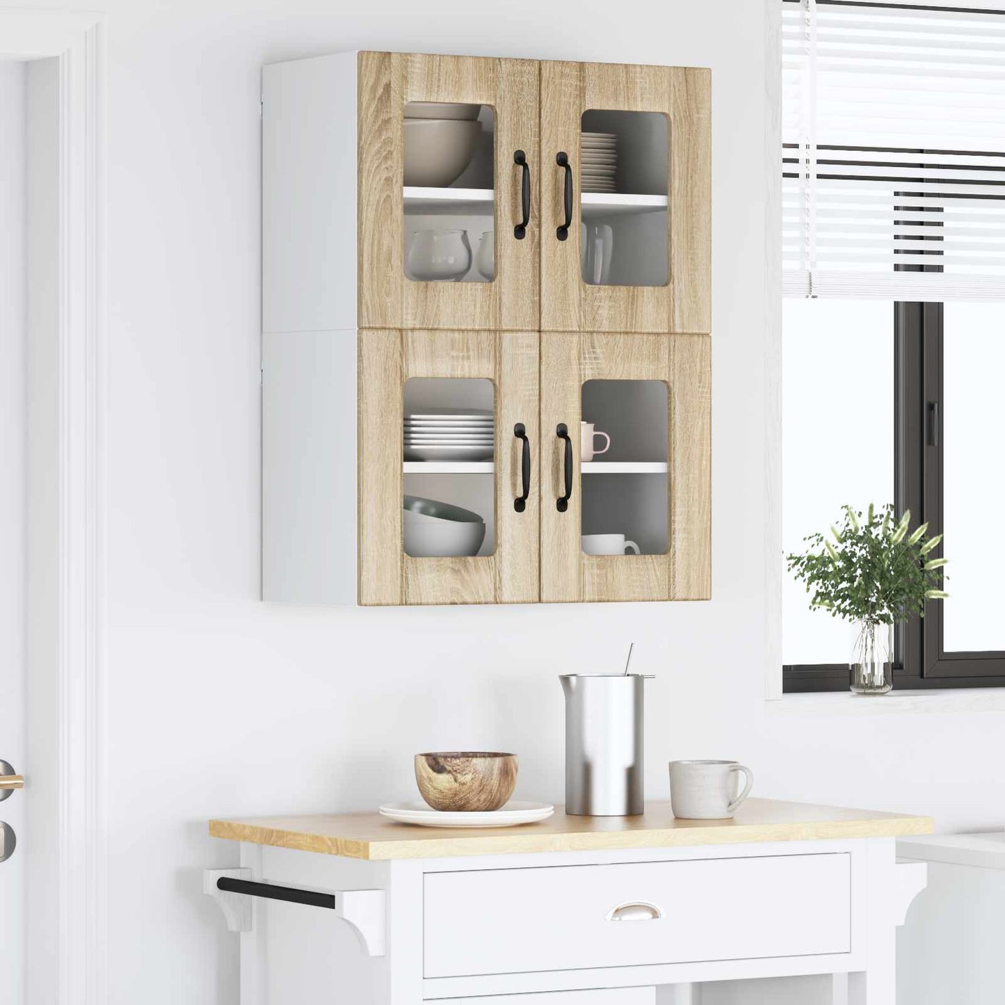 Wall Glass Cabinet LUCCA 2 pcs Sonoma Oak 60 x 31 x 40 cm