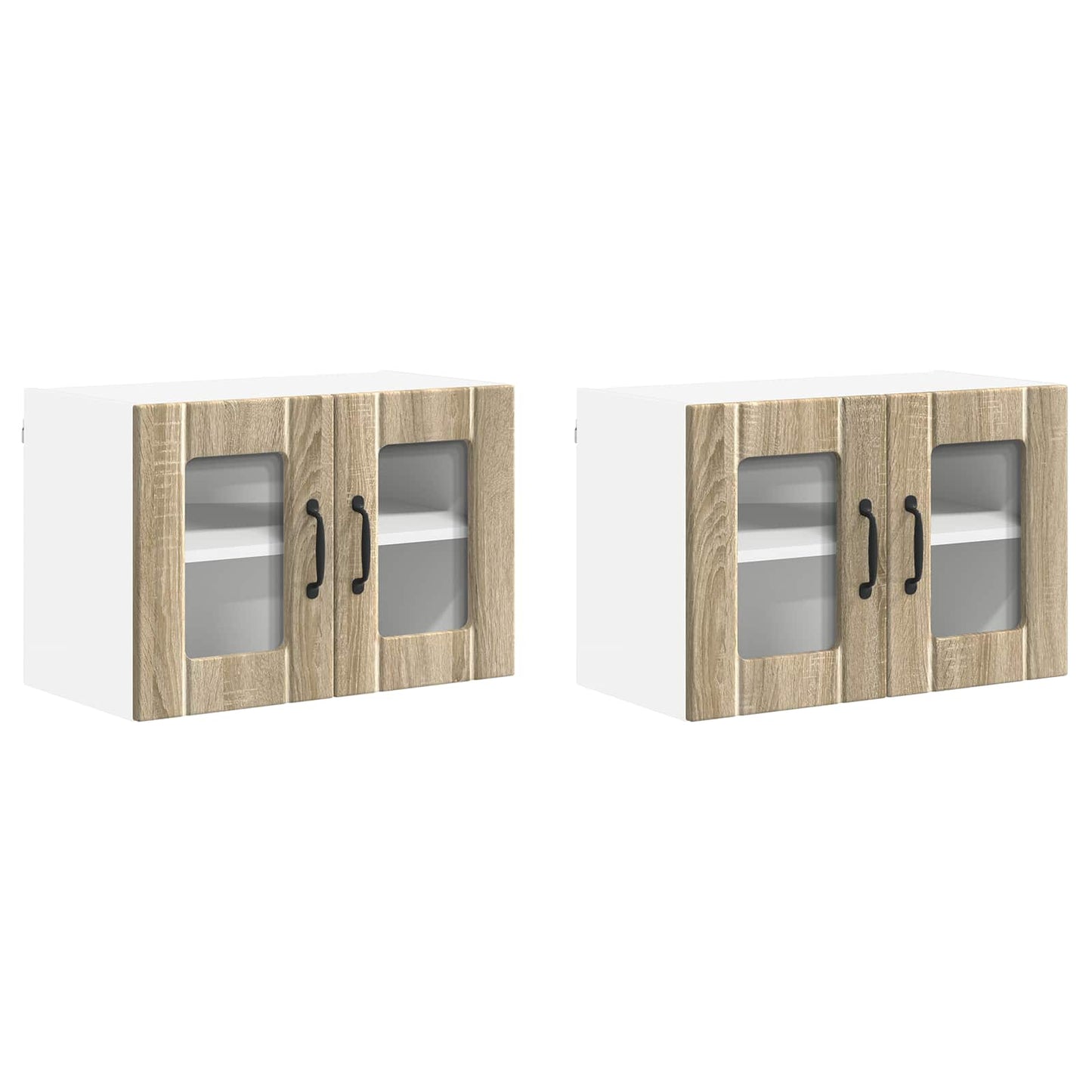 Wall Glass Cabinet LUCCA 2 pcs Sonoma Oak 60 x 31 x 40 cm