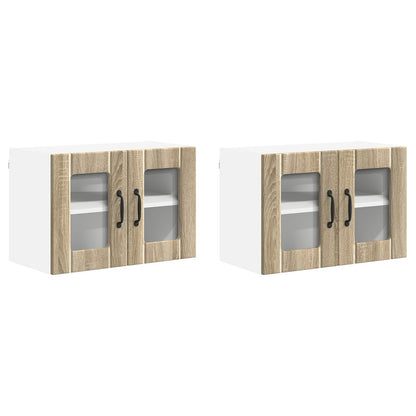 Wall Glass Cabinet LUCCA 2 pcs Sonoma Oak 60 x 31 x 40 cm