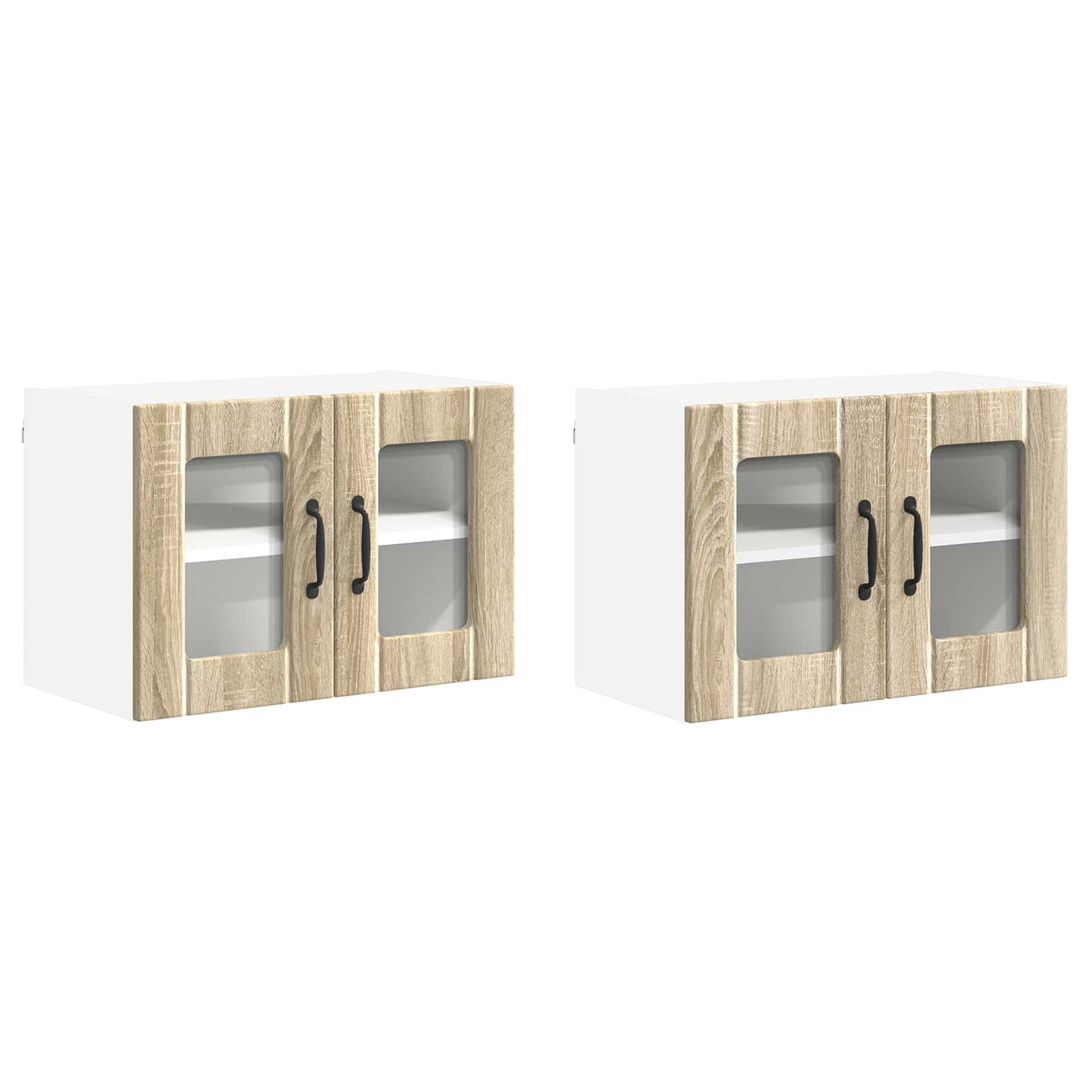 Wall Glass Cabinet LUCCA 2 pcs Sonoma Oak Engineered Wood