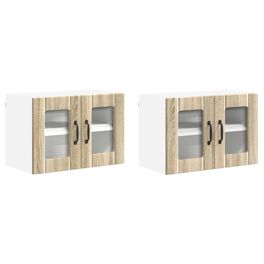 Wall Glass Cabinet LUCCA 2 pcs Sonoma Oak Engineered Wood