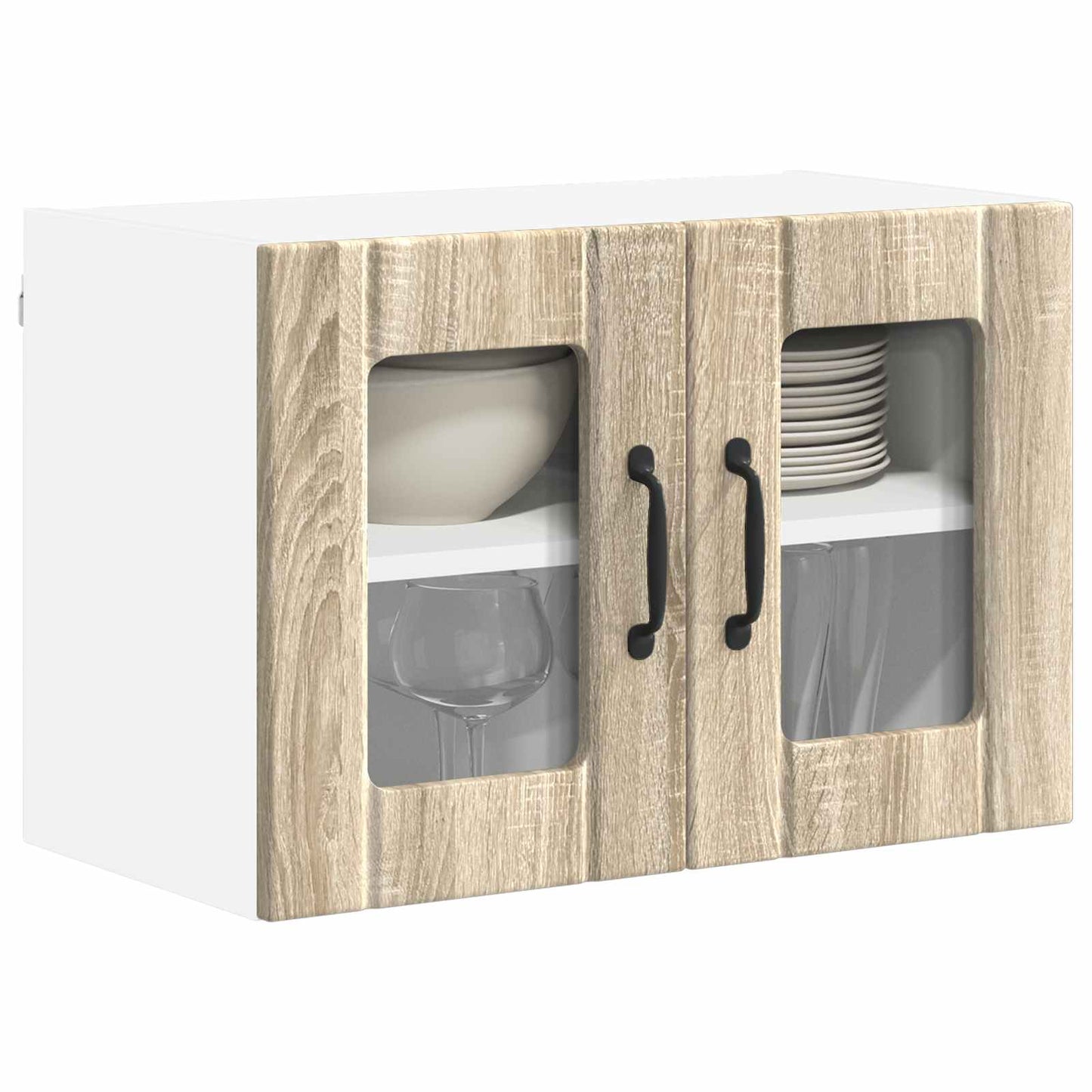 Wall Glass Cabinet LUCCA 2 pcs Sonoma Oak Engineered Wood