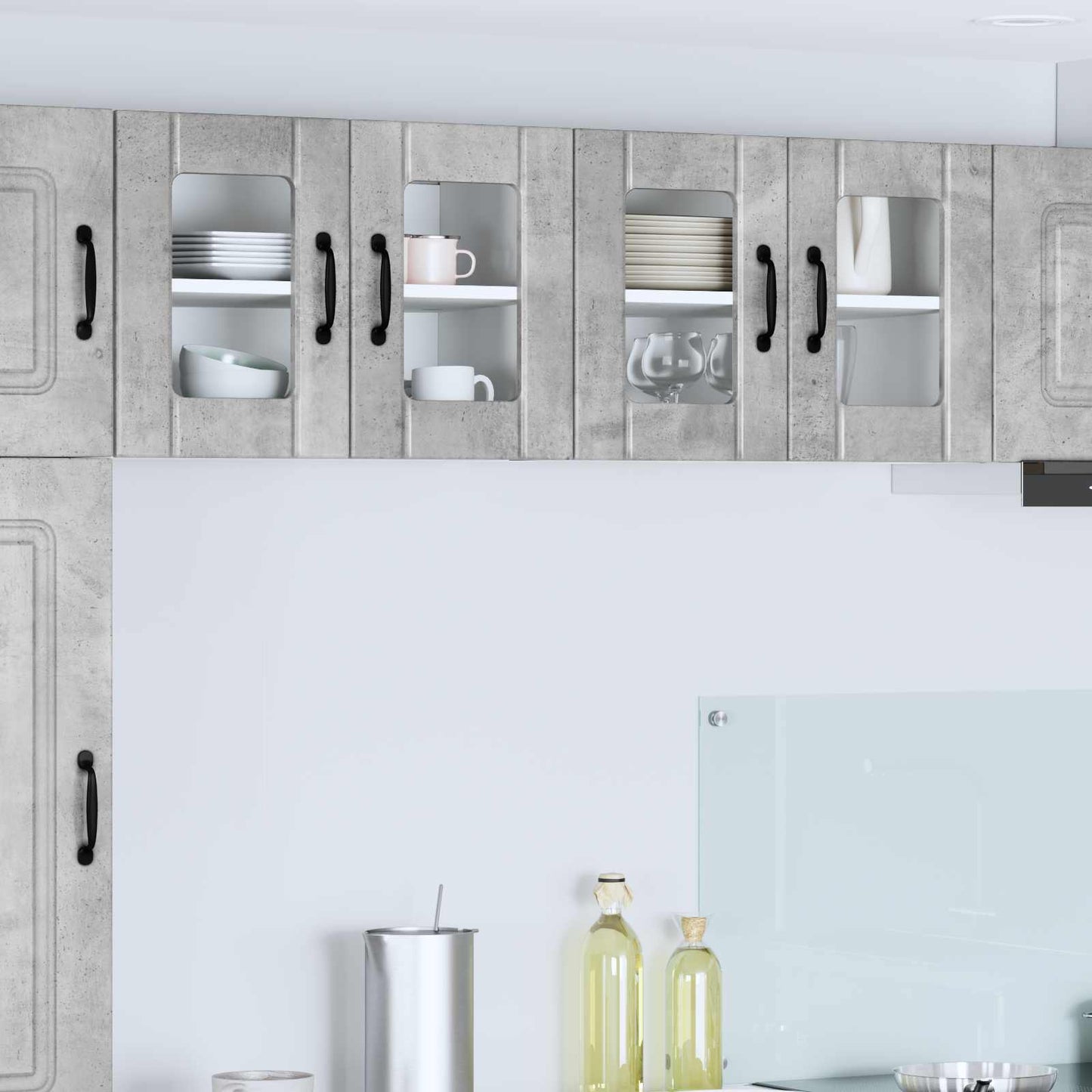 Wall Glass Cabinet LUCCA 2 pcs Concrete Grey 60 x 31 x 40 cm