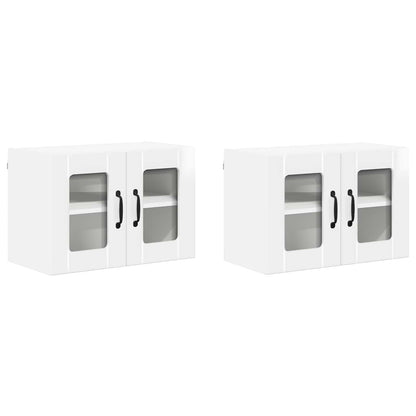 Wall Glass Cabinet LUCCA 2 pcs High Gloss White 60 x 31 x 40 cm