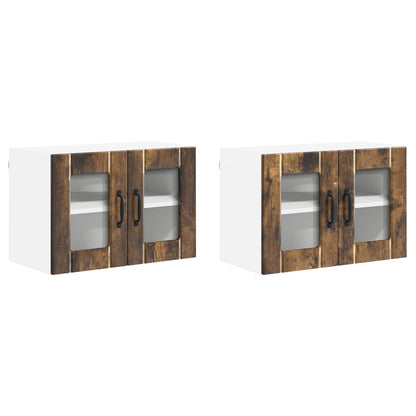 Wall Glass Cabinet LUCCA 2 pcs Smoked Oak 60 x 31 x 40 cm
