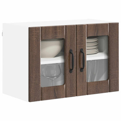 Wall Glass Cabinet LUCCA Brown Oak 60 x 31 x 40 cm
