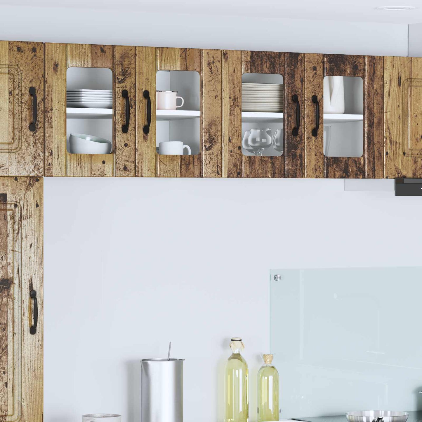 Wall Glass Cabinet LUCCA Old Wood 60 x 31 x 40 cm