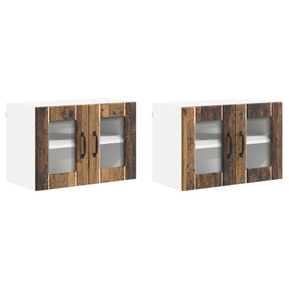Wall Glass Cabinet LUCCA 2 pcs Old Wood 60 x 31 x 40 cm