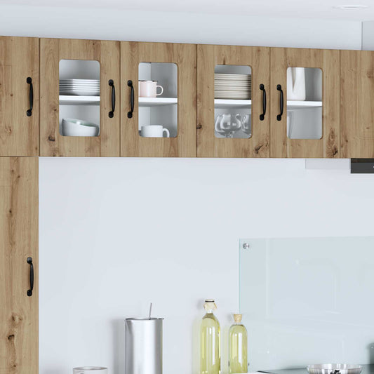 Wall Glass Cabinet LUCCA 2 pcs Artisan Oak Engineered Wood