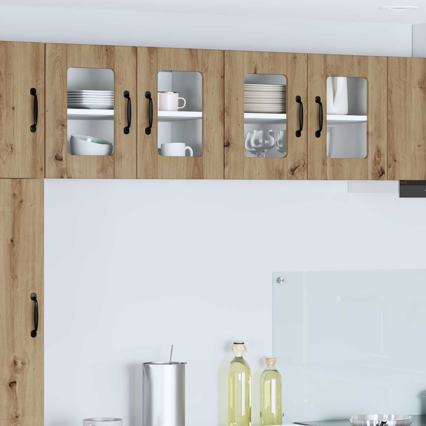 Wall Glass Cabinet LUCCA 2 pcs Artisan Oak 60 x 31 x 40 cm