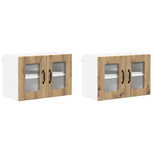 Wall Glass Cabinet LUCCA 2 pcs Artisan Oak Engineered Wood