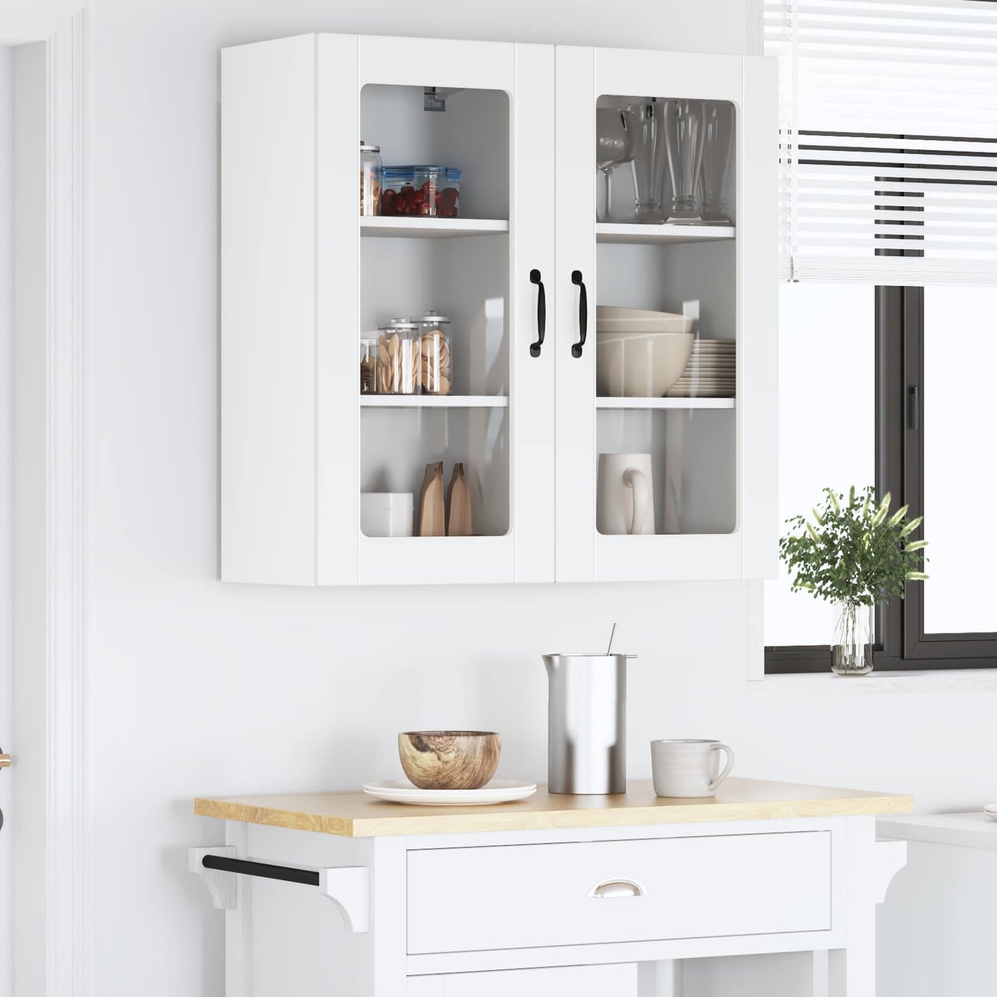 Wall Glass Cabinet LUCCA White 40 x 31 x 80 cm Engineered Wood