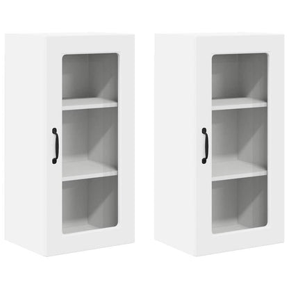Wall Glass Cabinet LUCCA 2 pcs White 40 x 31 x 80 cm