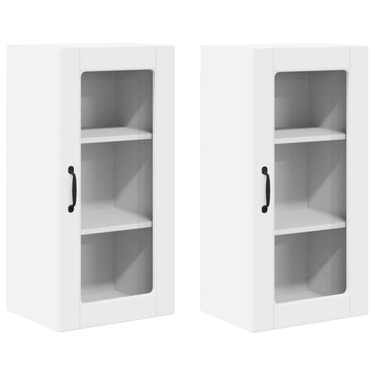Wall Glass Cabinet LUCCA 2 pcs White Engineered Wood