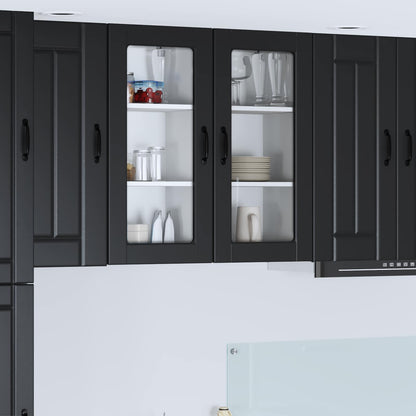 Wall Glass Cabinet LUCCA Black 40 x 31 x 80 cm Engineered Wood