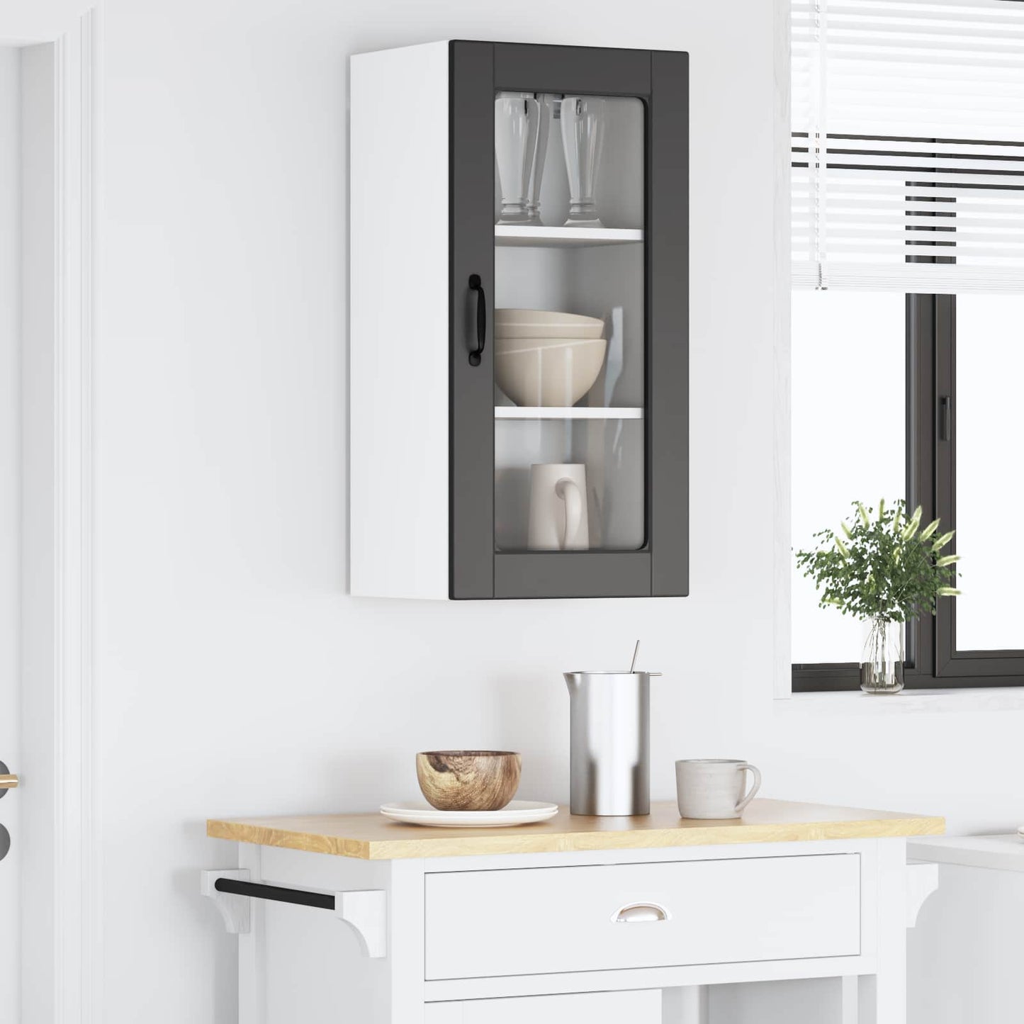 Wall Glass Cabinet LUCCA Black 40 x 31 x 80 cm Engineered Wood