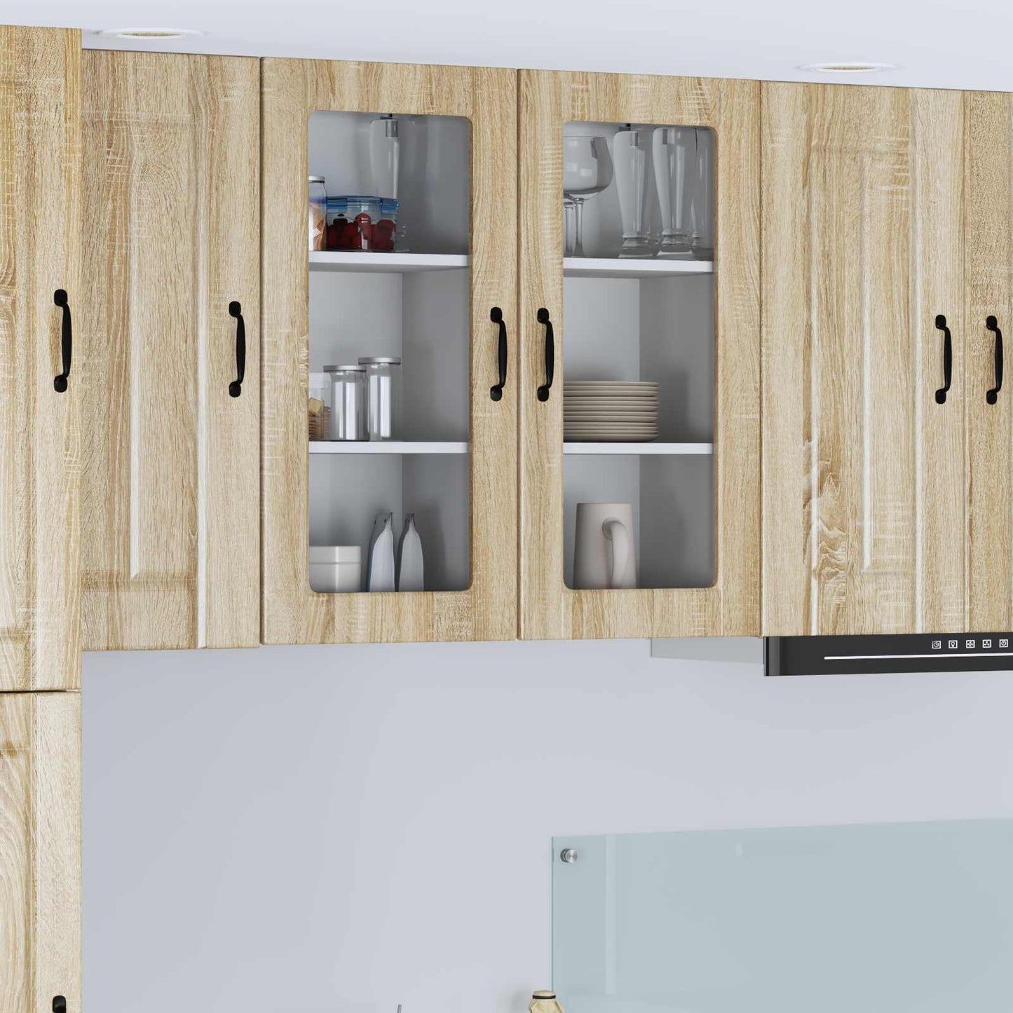 Wall Glass Cabinet LUCCA 2 pcs Sonoma Oak 40 x 31 x 80 cm