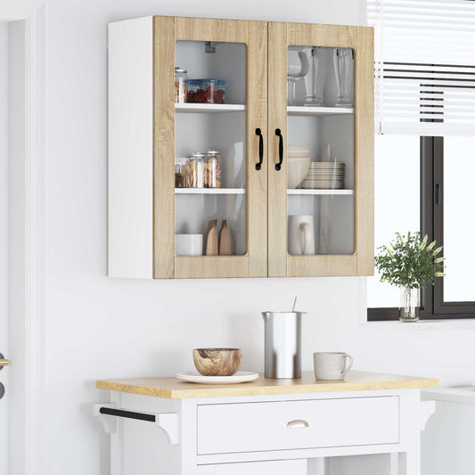 Wall Glass Cabinet LUCCA 2 pcs Sonoma Oak Engineered Wood