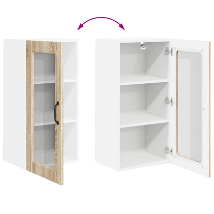 Wall Glass Cabinet LUCCA 2 pcs Sonoma Oak Engineered Wood