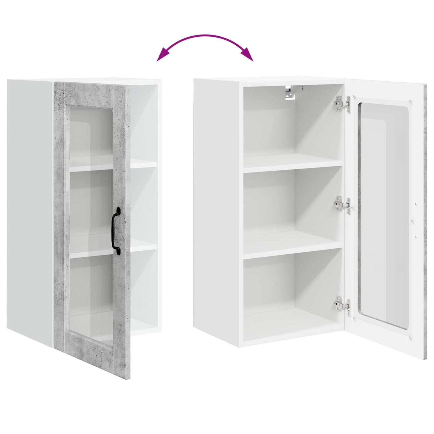 Wall Glass Cabinet LUCCA Concrete Grey 40 x 31 x 80 cm