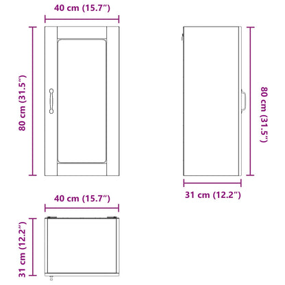 Wall Glass Cabinet LUCCA Concrete Grey 40 x 31 x 80 cm